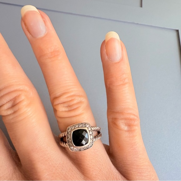 David Yurman Onyx And Diamonds Albion Ring in Sterling Silver - Picture 9 of 13